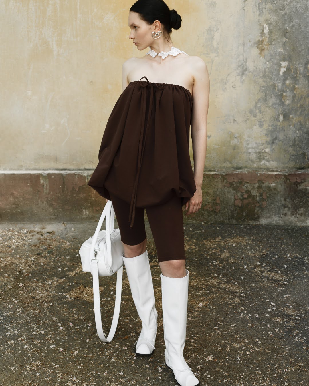 SS24 BUBBLE DRESS/SKIRT IN BROWN JERSEY