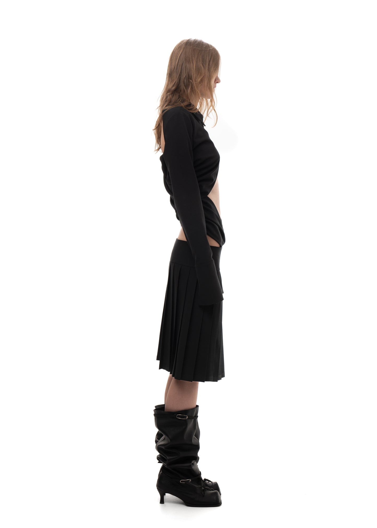 PLEATED SHIRT DRESS