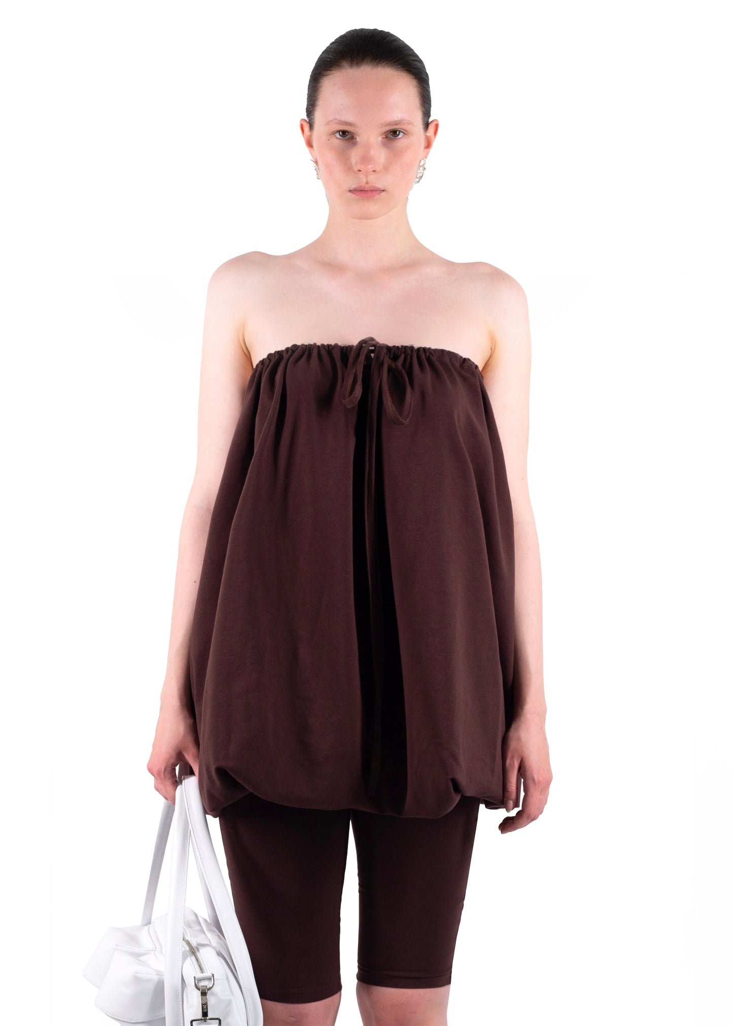 SS24 BUBBLE DRESS/SKIRT IN BROWN JERSEY