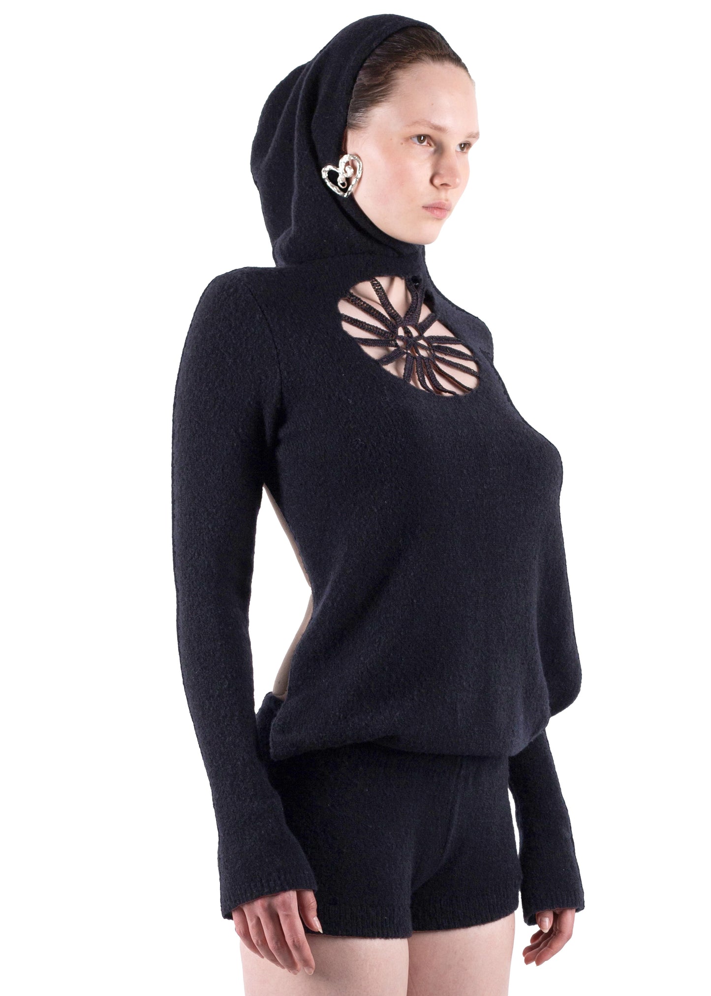 SS24 KNIT BODYSUIT IN BLACK SOFT WOOL