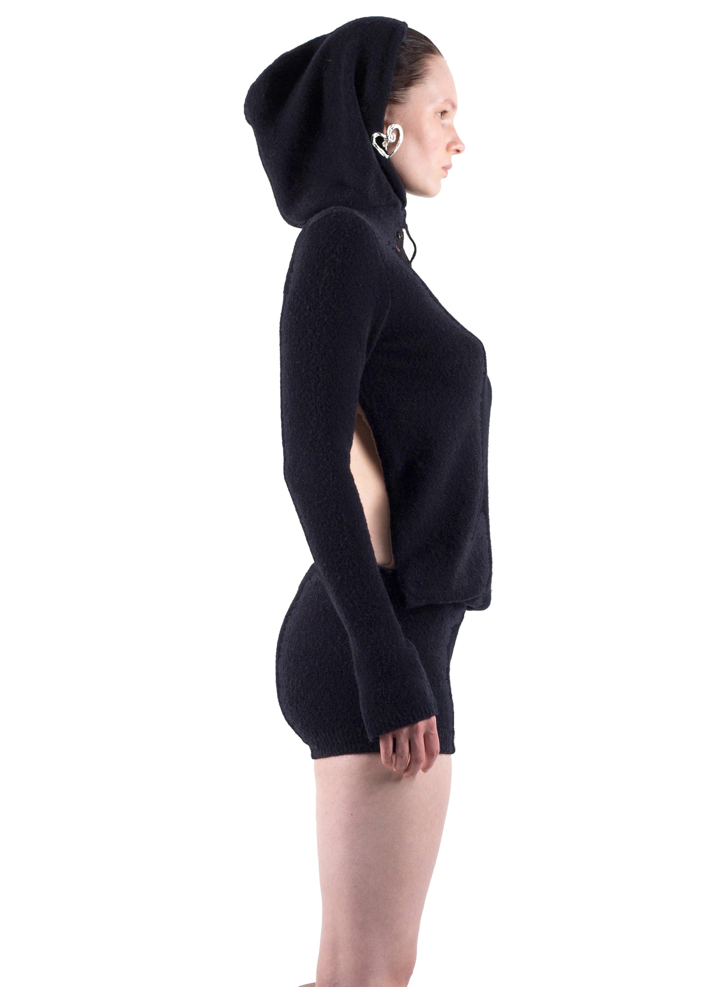 SS24 KNIT BODYSUIT IN BLACK SOFT WOOL