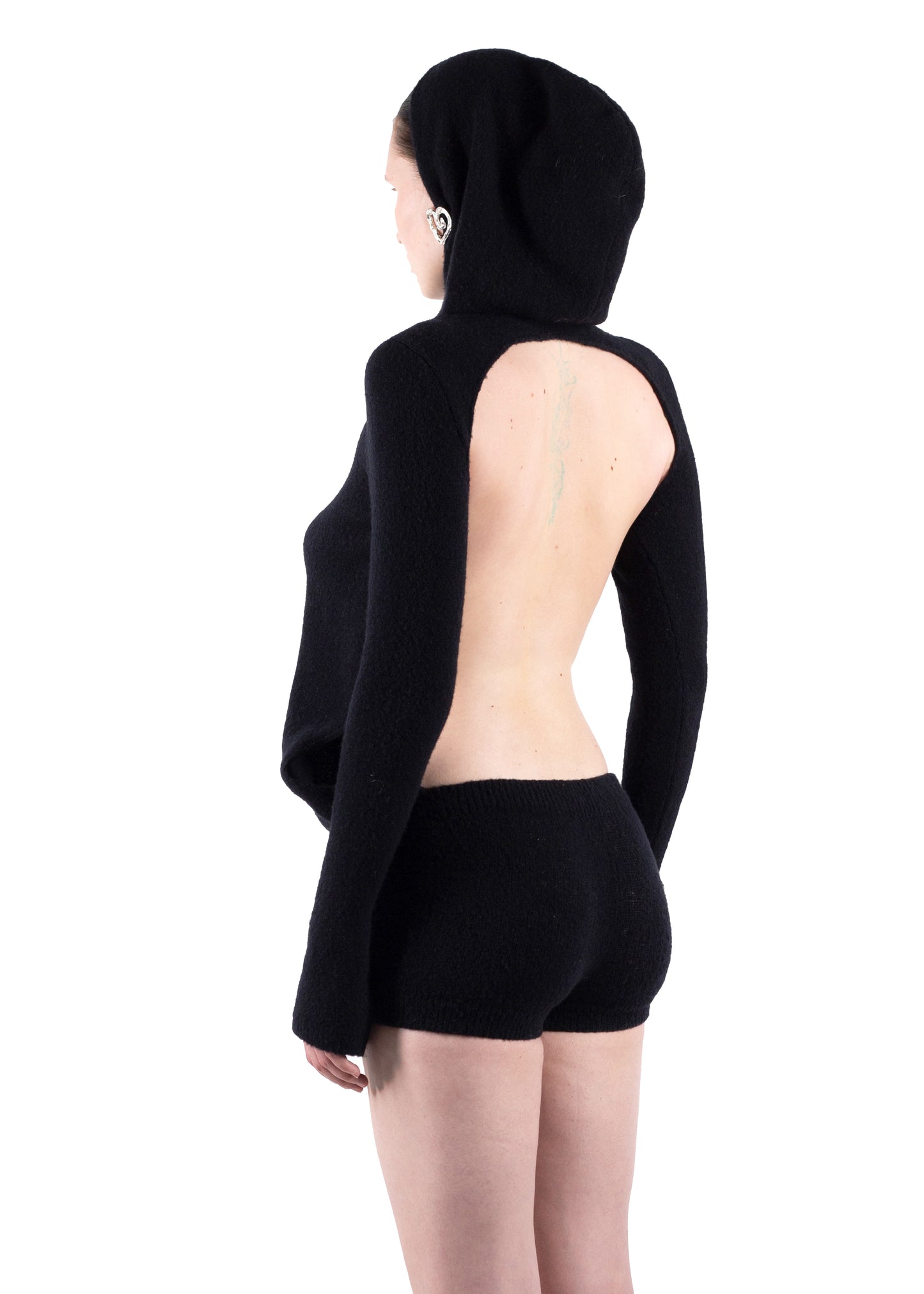 SS24 KNIT BODYSUIT IN BLACK SOFT WOOL